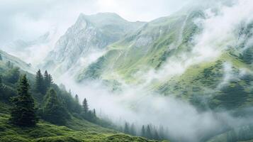 ai generato montagna viaggio pubblicità sfondo con copia spazio foto