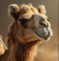 ai generato un' cammello con Marrone capelli foto