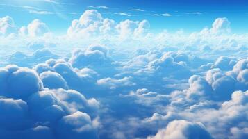 ai generato bellissimo aereo Visualizza sopra nuvole con blu cielo foto