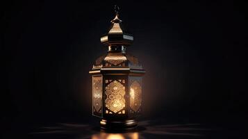 ai generato islamico lanterna nel buio sfondo, Ramadan mubarak lanterna foto