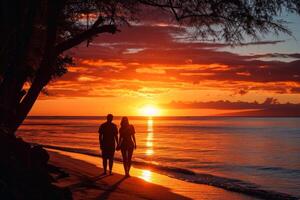 ai generato tramonto serenità amore fiori nel il splendore di un' mozzafiato tramonto foto