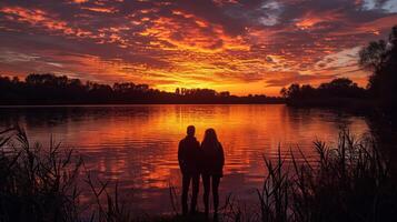 ai generato tramonto serenità amore fiori nel il splendore di un' mozzafiato tramonto foto