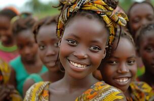 ai generato giovane africano persone e loro famiglie sorridente foto