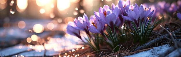 ai generato croco fiori siamo fioritura per il terra foto