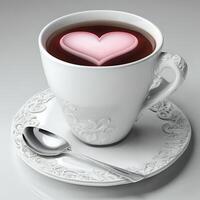 ai generato caffè tazza con rosa cuore forma foto