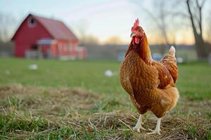 ai generato un' pollo su un' azienda agricola foto