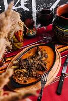 agnello braciole con rosso vino foto