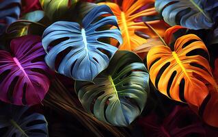 creativo giungla vibrazioni astratto fluorescente le foglie modello foto