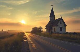 ai generato un' Chiesa Il prossimo per un vuoto strada a Alba, foto