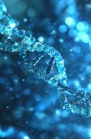 ai generato dna filo su blu sfondo foto