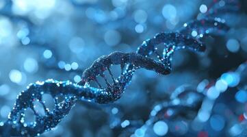 ai generato il dna molecola nel un' blu tono sfondo foto