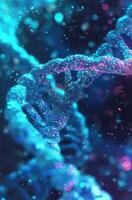 ai generato filoni di blu dna come un' buio sfondo filoni di blu dna foto