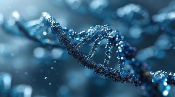 ai generato il dna molecola nel un' blu tono sfondo foto