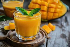 ai generato rinfrescante Mango succo foto