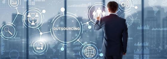 concetto di tecnologia di finanza di Internet delle risorse umane di affari di outsourcing