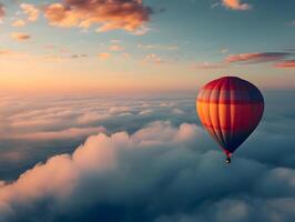 ai generato enorme Palloncino al di sopra di il nuvole nel il tramonto cielo. alto qualità. ai generativo foto