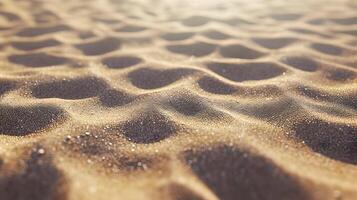 ai generato avvicinamento foto di spiaggia sabbia sfondo. sabbia struttura. alto qualità. ai generativo