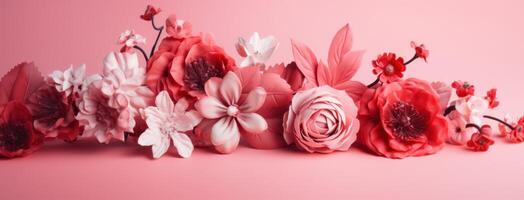 ai generato floreale preparativi su un' rosa sfondo foto