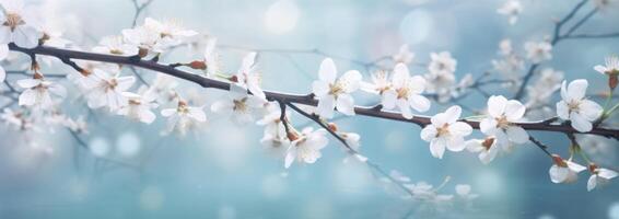 ai generato il Immagine dà un impressione di il fioritura bianca fiori, foto