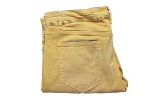 pantaloni gialli isolati, pantaloni jeans gialli pantaloni, pantaloni skinny. tasche moderne pantaloni gialli per adolescenti isolati su sfondo bianco. abbigliamento moda estivo giovanile foto