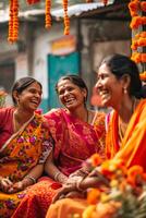 ai generato tonalità di felicità un' viaggio attraverso il colorato arazzo di indiano feste foto