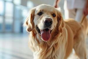 ai generato guarigione zampe Abbracciare una persona il amore e dedizione di un' veterinario cane appassionato foto