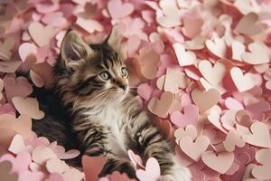 ai generato peloso san valentino gatti la creazione di intriso d'amore momenti foto