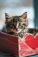 ai generato adorabile zampe gatti diffusione amore con San Valentino Magia foto