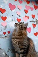 ai generato felino san valentino dolce momenti di amore foto