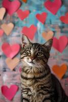 ai generato felino san valentino dolce momenti di amore foto