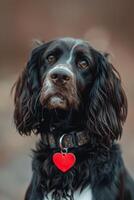 ai generato cucciolo amore canino affetto nel San Valentino cuori foto