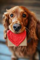 ai generato cucciolo amore canino affetto nel San Valentino cuori foto