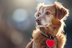 ai generato cucciolo amore canino affetto nel San Valentino cuori foto