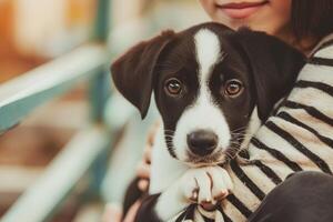 ai generato amore scatenato scene di gioia a animale domestico adozione giorno foto