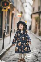 ai generato banner perfetto poco moda icone di moda di ispirazione parigina bambini' abiti foto