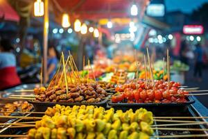 ai generato vivace e vivace strada cibo mercato nel un' vivace città. generativo ai foto