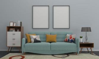 3d reso interno moderno soggiorno telaio con divano - divano e tavolo