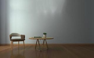 3d reso del soggiorno moderno interno con divano - divano e tavolo realistico mockup