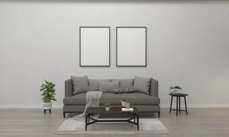 3d reso interno moderno soggiorno telaio con divano - divano e tavolo foto