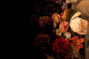 grunge barocco fiori sfondo. antico disegno, floreale ornamento, romantico foto