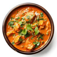 ai generato pollo tikka masala - saporito indiano diletto isolato su bianca sfondo foto