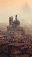 ai generativo aereo Visualizza di Verona nel un' nebbioso giorno Verona Italia foto