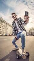 ai generativo uomo fa un' autoscatto stile di vita concetto foto