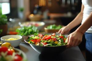 ai generato maestro capocuoco cucinare uomo mani precisamente cucinando condimento preparazione gustoso fresco delizioso acquolina in bocca buongustaio piatto cibo su piatto per i clienti 5 stelle Michelin ristorante cucina avvicinamento foto