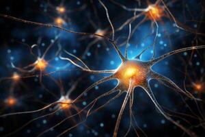 ai generato neurone cellule neurale Rete sotto microscopio neuro ricerca scienza cervello segnale informazione trasferimento umano neurologia mente mentale impulso biologia anatomia microbiologia intelligenza foto