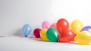 ai generato colorato palloncini su bianca sfondo, neurale Rete generato Immagine foto