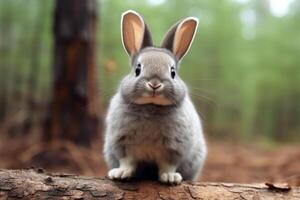 ai generato carino coniglio animale realisticamente. bianca sfondo foto