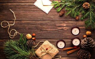 Natale sfondo con Natale albero e decorazioni foto