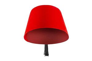 rosso cappello fez isolato su bianca sfondo foto