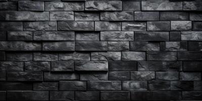 ai generato nero decorativo cemento mattone parete, muratura sfondo per design foto